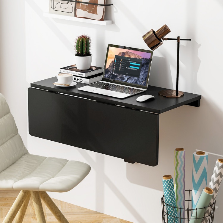 31.5 X 23.5 Inch Wall Mounted Folding Table For Small Spaces-Black