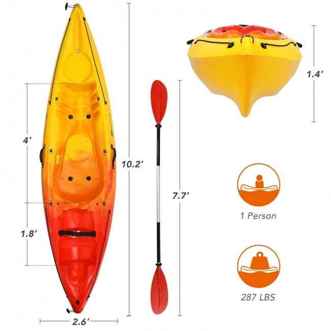 Single Sit-On-Top Kayak With Detachable Aluminum Paddle