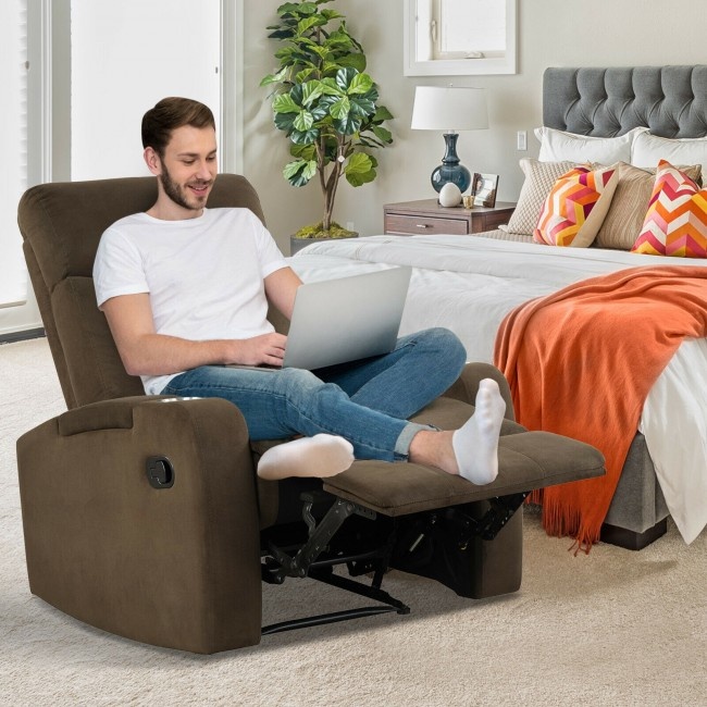 Recliner Chair Single Sofa Lounger With Arm Storage And Cup Holder For Living Room