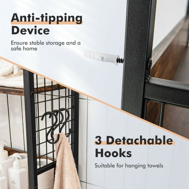 3-Tier Over-The-Toilet Storage Rack With 3 Hooks