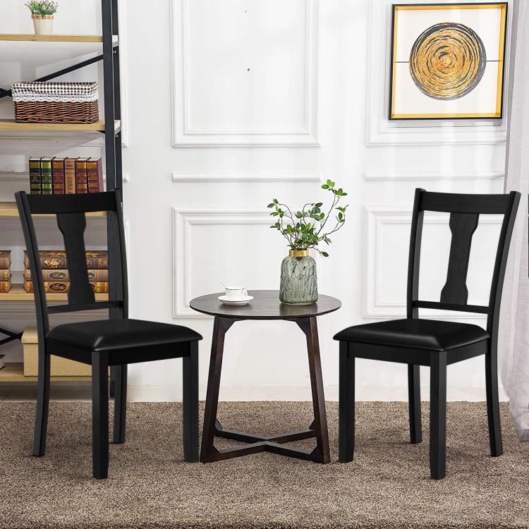 Set Of 2 Dining Room Chair With Rubber Wood Frame And Upholstered Padded Seat