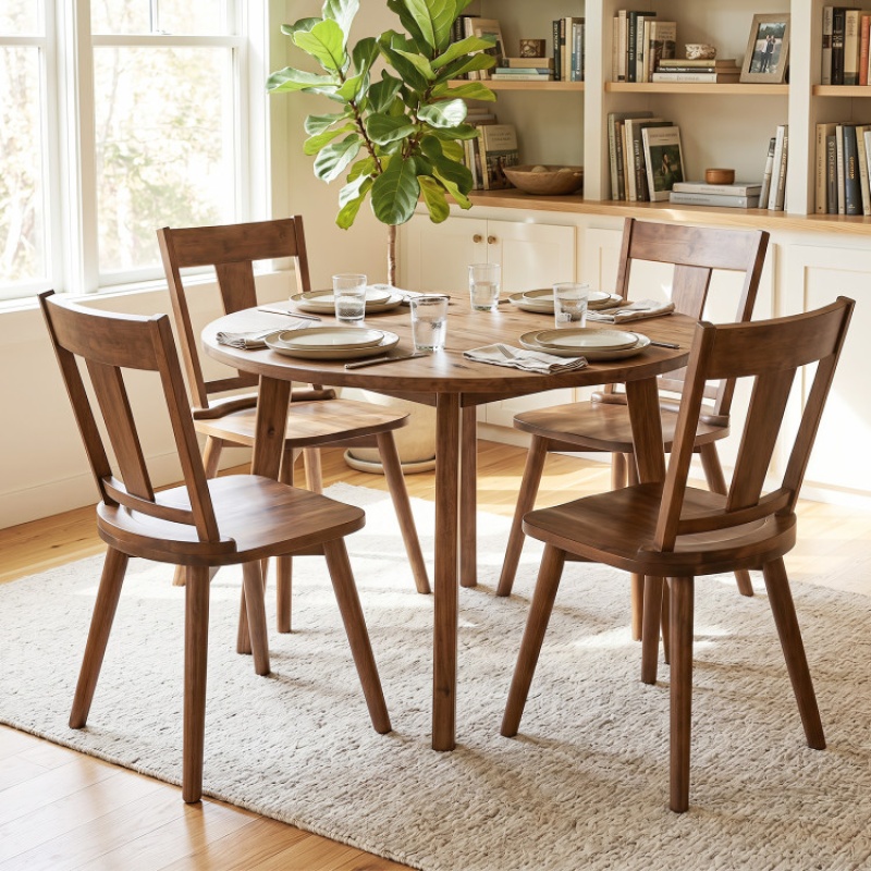 Dining Chairs Set of 4 with Solid Wood Backrest