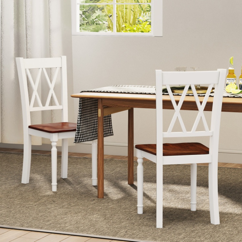 Set of 2 Wooden Farmhouse Kitchen Chairs