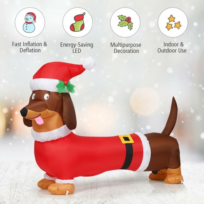 5 Feet Inflatable Christmas Dog With Led Lights