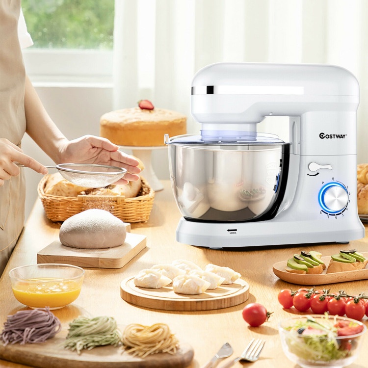 4.8 Qt 8-Speed Electric Food Mixer With Dough Hook Beater