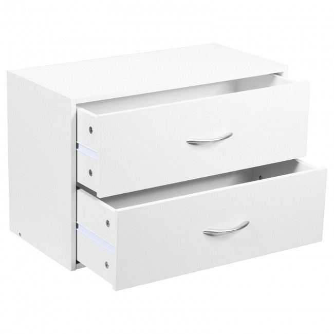 2Drawer Stackable Horizontal Storage Dresser Chest With Handles