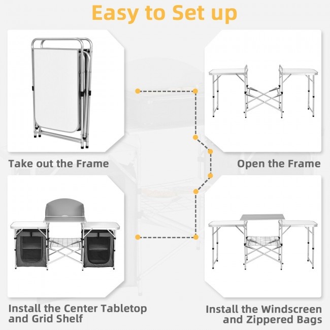 Folding Camping Table With Storage Organizer