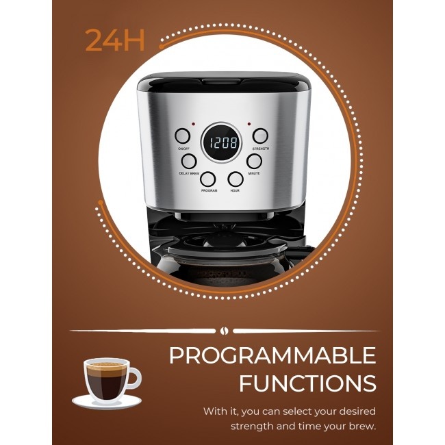 12-Cup Lcd Display Programmable Coffee Maker Brew Machine