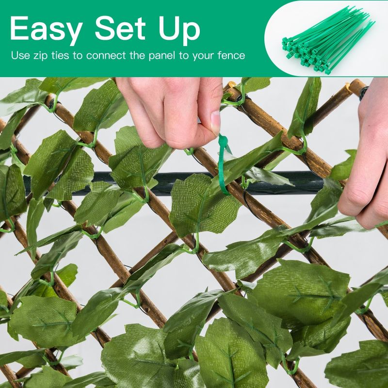 3 Pcs Retractable Artificial Leaf Faux Ivy Privacy Fence Screen Expandable