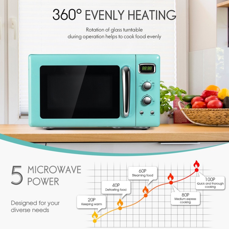 0.9 Cu.Ft Retro Countertop Compact Microwave Oven