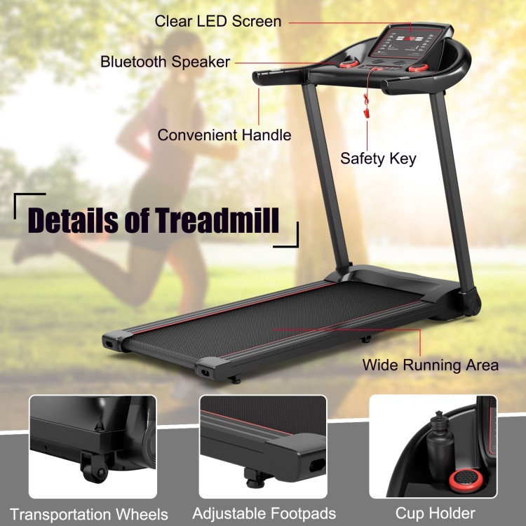 2.25Hp Electric Running Machine Treadmill With Speaker And App Control