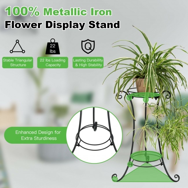 Heavy Duty Metal Planter Holder With Stable Triangular Structure