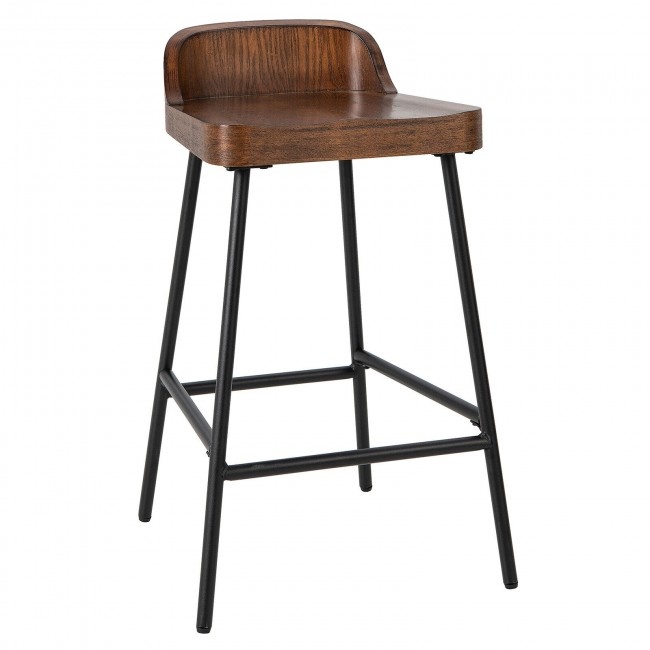 Industrial 24.5 Inches Bar Stool With Backrest And Saddle Seat