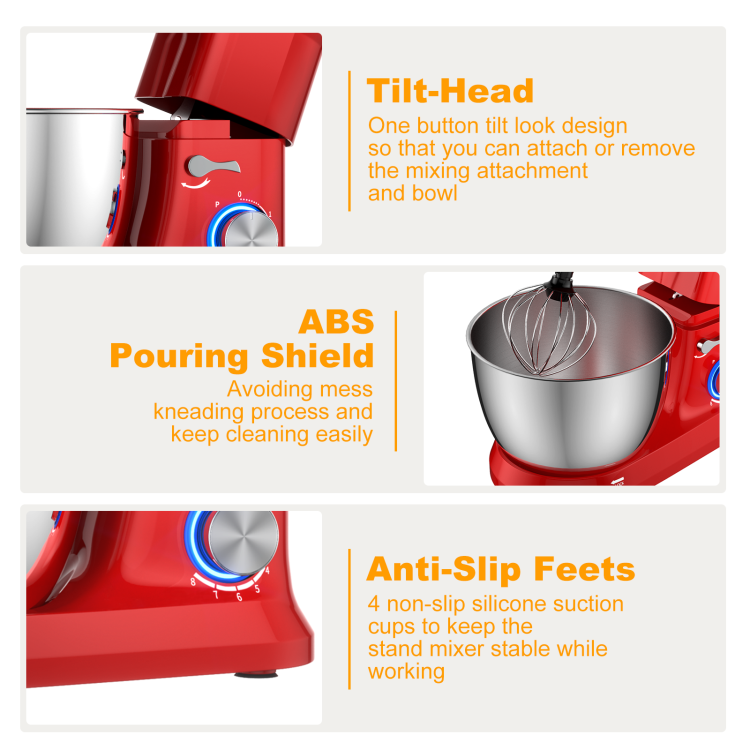 4.8 Qt 8-Speed Electric Food Mixer With Dough Hook Beater