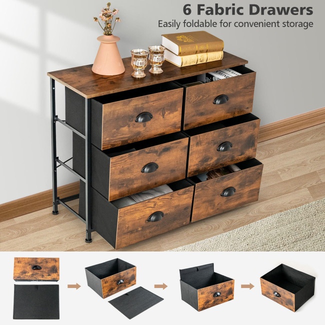 5-Drawer Dresser Storage Organizer Chest Fabric Drawer with Labels