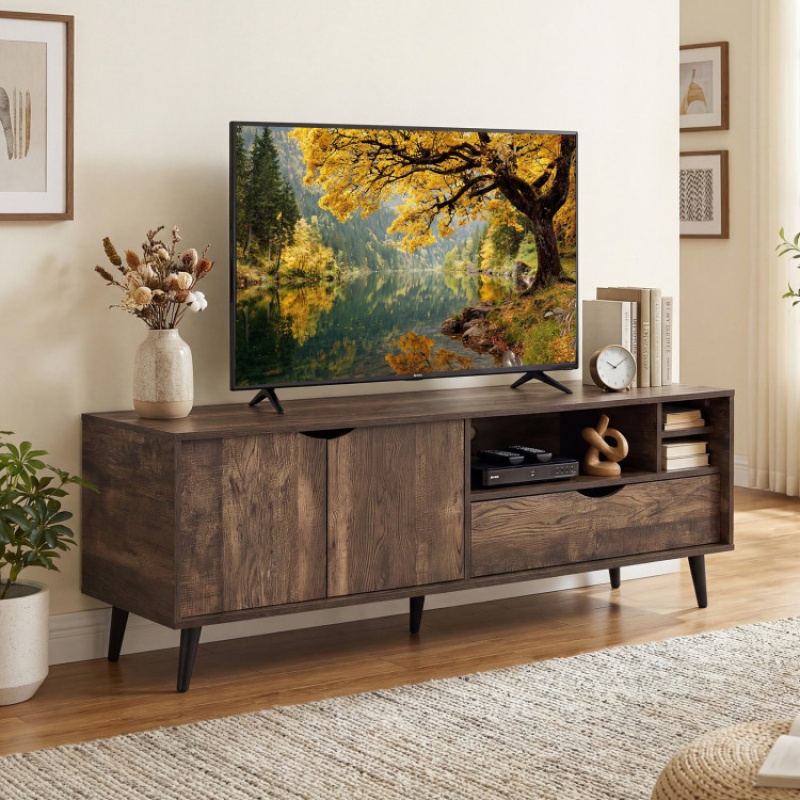 Tv Stand For Tvs Up To 65 Inches Rustic Entertainment Center-Brown
