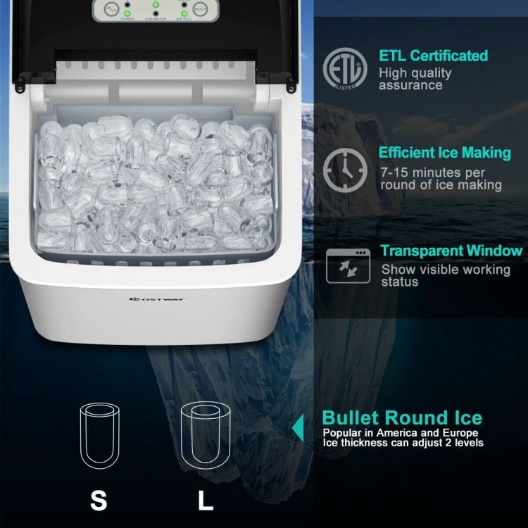 26 Lbs/24 H Self-Clean Stainless Steel Ice Maker