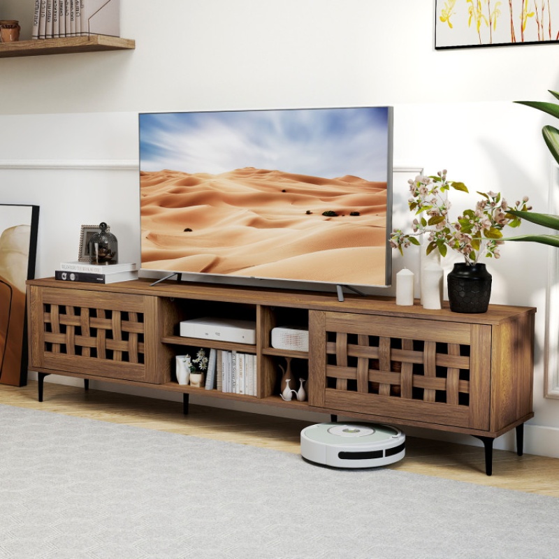 Walnut TV Stand for TVs Up to 80"