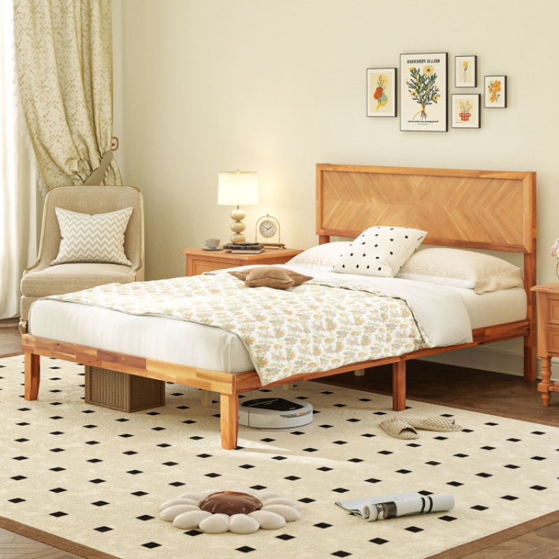 Twin/Full/Queen Size Bed Frame With Headboard And Storage Space