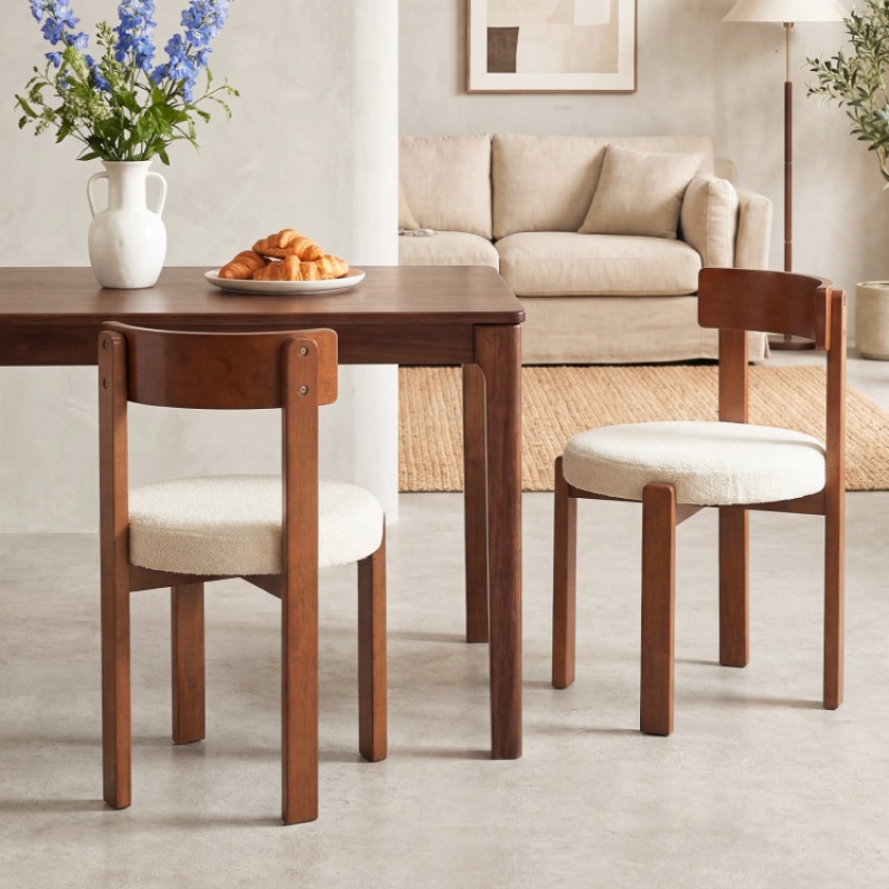 Modern Dining Chairs Set of 2 with Solid Rubber Wood Legs - Brown