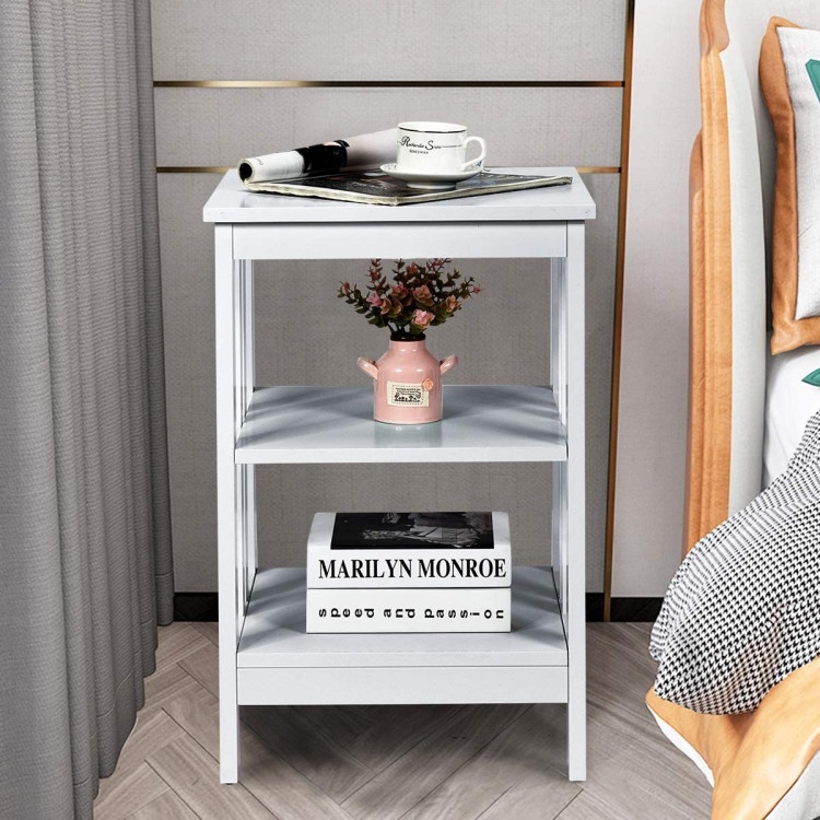 3-Tier Nightstand Set Of 2 With Reinforced Bars And Stable Structure