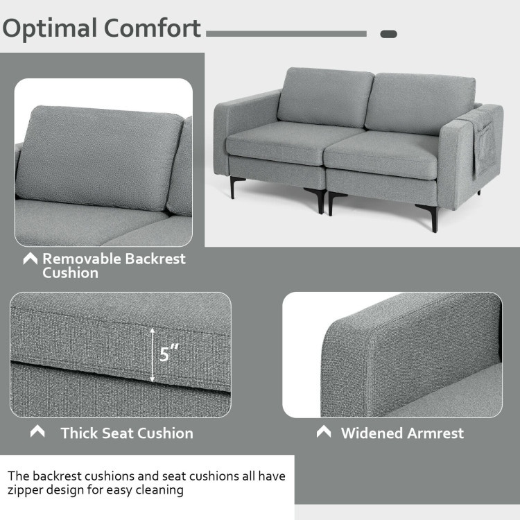Modern Loveseat Sofa Couch With Side Storage Pocket And Sponged Padded Seat Cushions