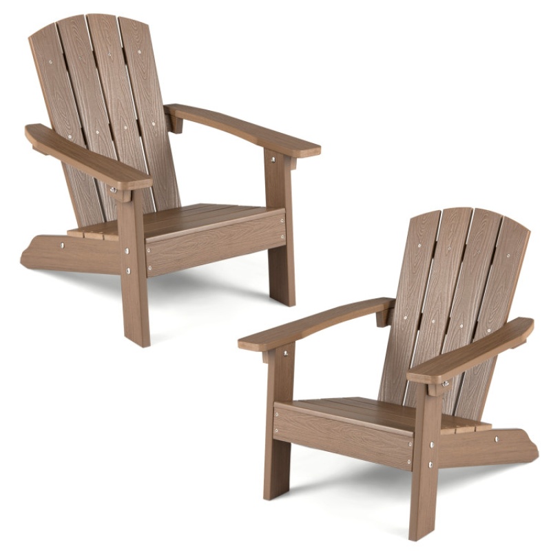Set Of 2 Kid's Adirondack Chair With With High Backrest And Armrests