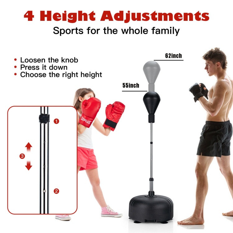 Adjustable Freestanding Punching Bag With Boxing Gloves For Adults And Kids