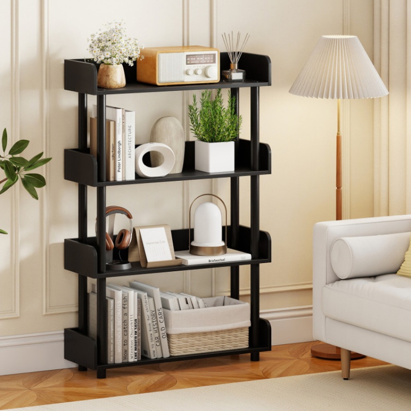 4-Tier Black Bookshelf with Anti-Tipping Kit