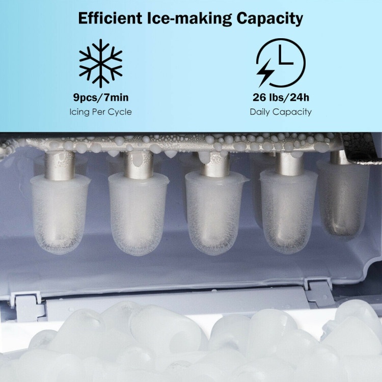 26Lbs/24H Portable Ice Maker Machine With Scoop And Basket