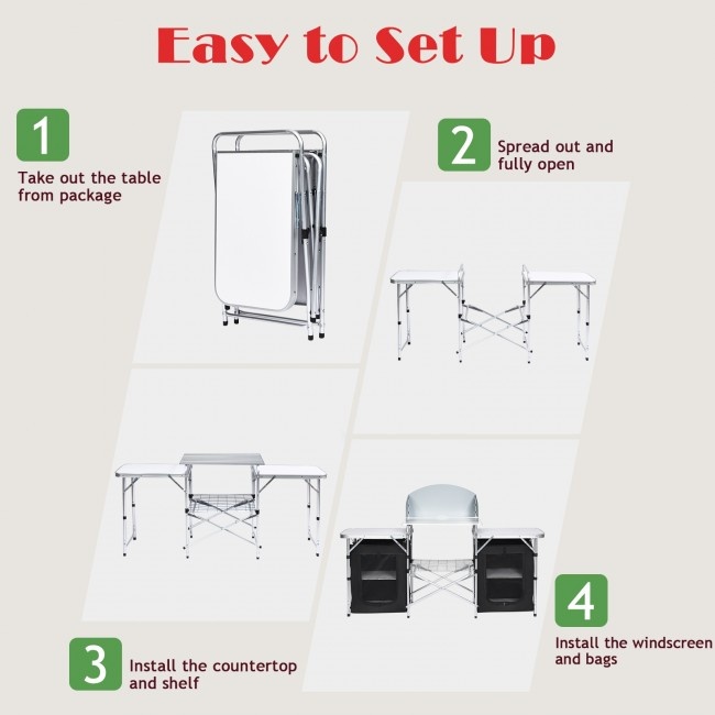 Folding Camping Table With Storage Organizer