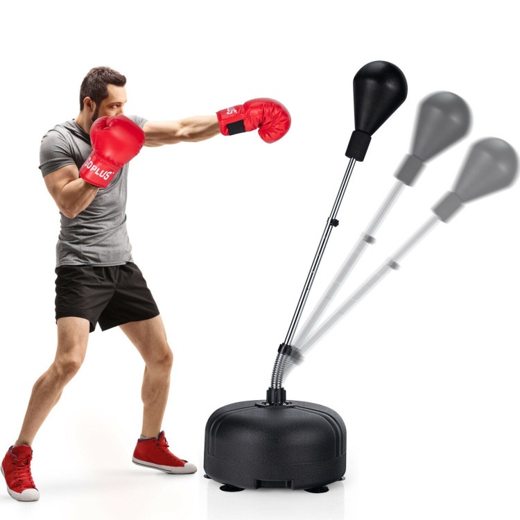 Adjustable Freestanding Punching Bag With Boxing Gloves, Black