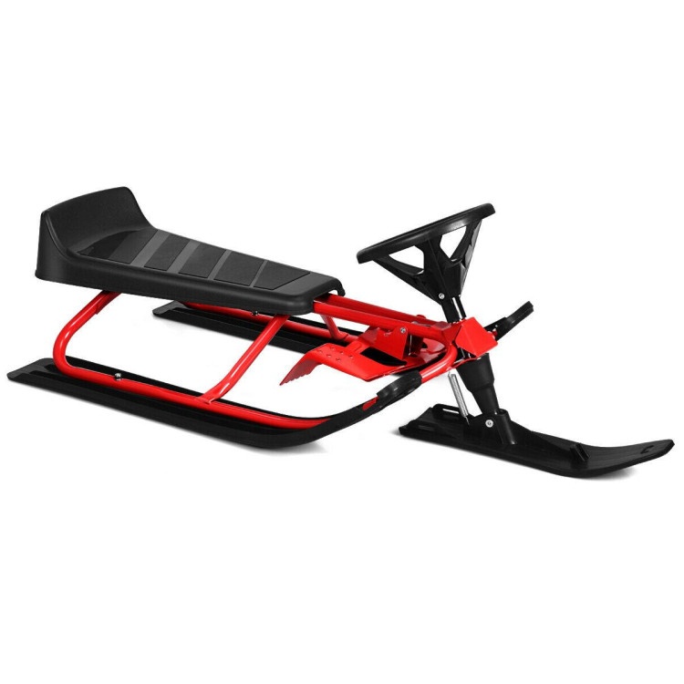 44 X 20 Inch Kids Snow Sled With Steering Wheel And Double Brakes Pull Rope