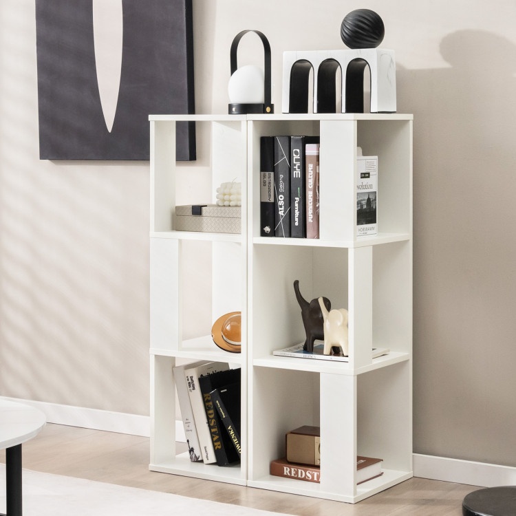 3-Tier 6 Cube Freestanding Bookcase With Anti-Toppling Device-White