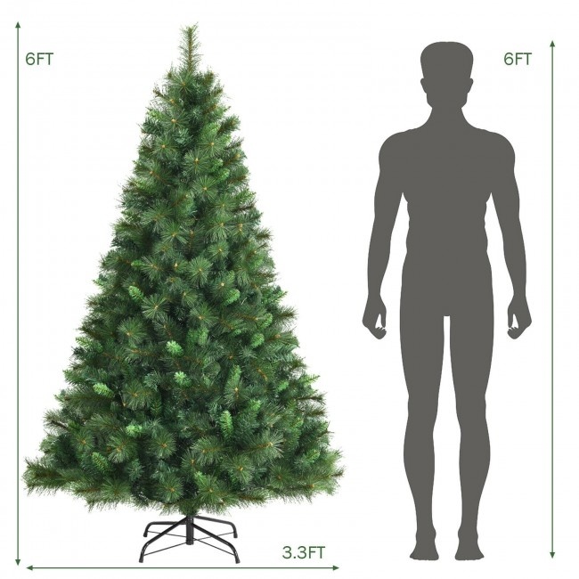 6 Feet Unlit Hinged Pvc Artificial Christmas Tree With 649 Tips And Metal Stand