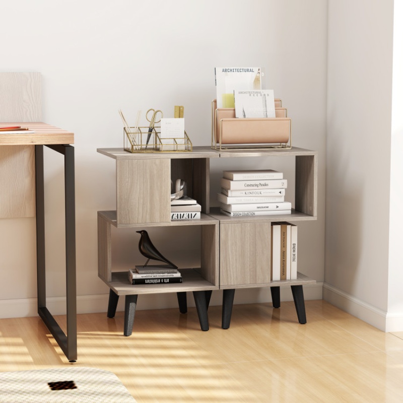 3-Tier Geometric Bookshelf Set of 2