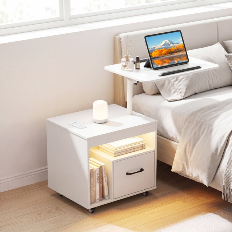 LED Nightstand With Power Outlets