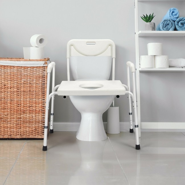 3-In-1 Bedside Commode Portable Toilet With Adjustable Height