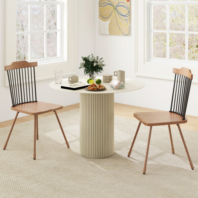 Dining Chair With Spindle Back and Ergonomic Contoured Seat Set of 2