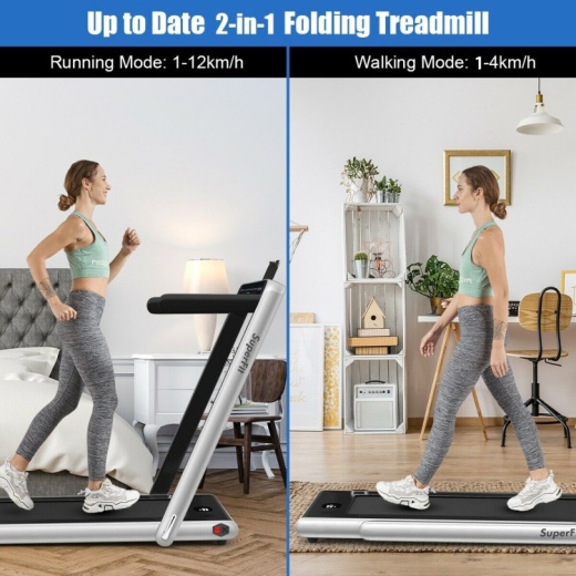 2.25 Hp 2-In-1 Folding Walking Pad Treadmill with Dual Display and App Control
