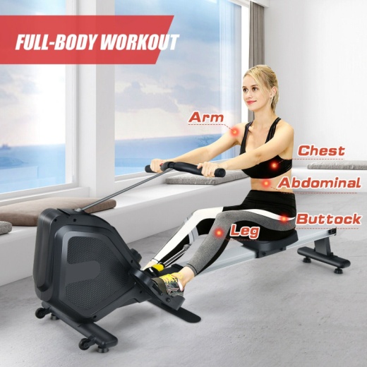 Folding Magnetic Rowing Machine With Monitor Aluminum Rail 8 Adjustable Resistance