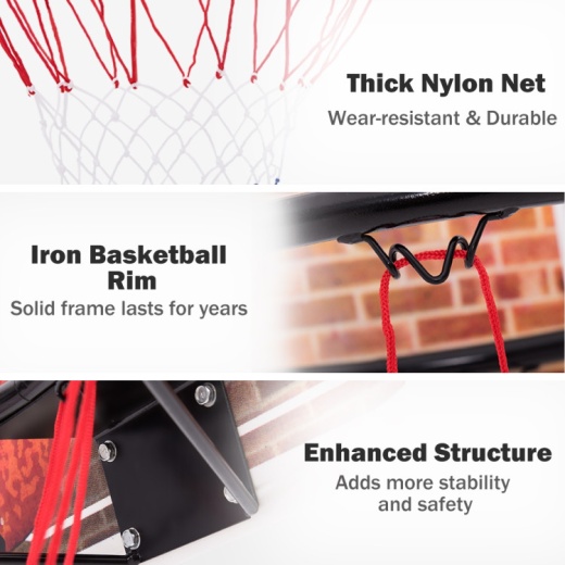 Wall Mounted Fan Backboard With Basketball Hoop And 2 Nets