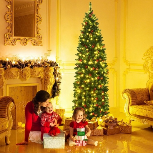 6.5 Feet Pre-Lit Hinged Pencil Christmas Tree