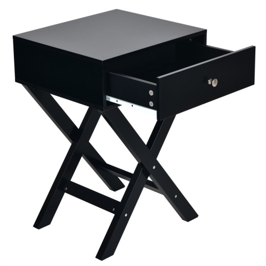 Modern X-Shaped Nightstand With Drawer For Living Room Bedroom