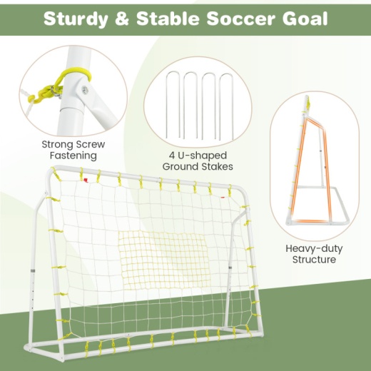 2-In-1 Kids Soccer Rebounder And Soccer Goal With Adjustable Height