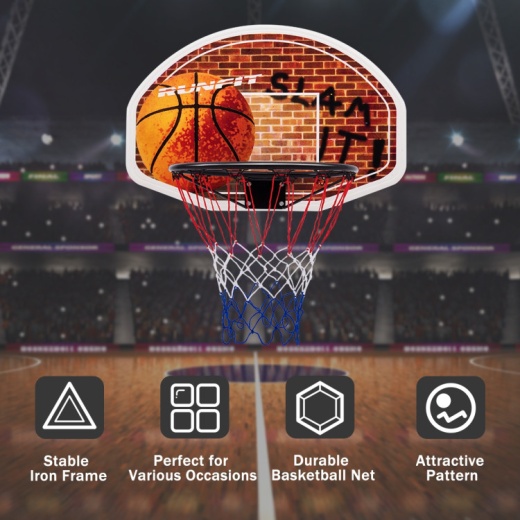 Wall Mounted Fan Backboard With Basketball Hoop And 2 Nets