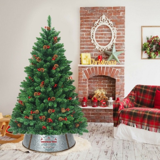 Galvanized Metal Christmas Tree Collar Skirt Ring Cover Decor