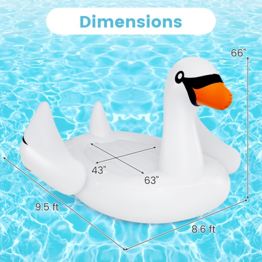 Giant Inflatable Swan Floating Island 4-Person Pool Float With 4 Cups Holders