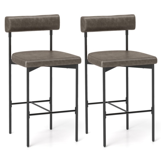 20 Inch Upholstered Bar Stools Set Of 2 Counter Height Bar Chairs With Backrest