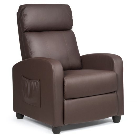 Recliner Sofa Wingback Chair With Massage Function-Brown
